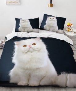 White Cute Cat Bedding Set