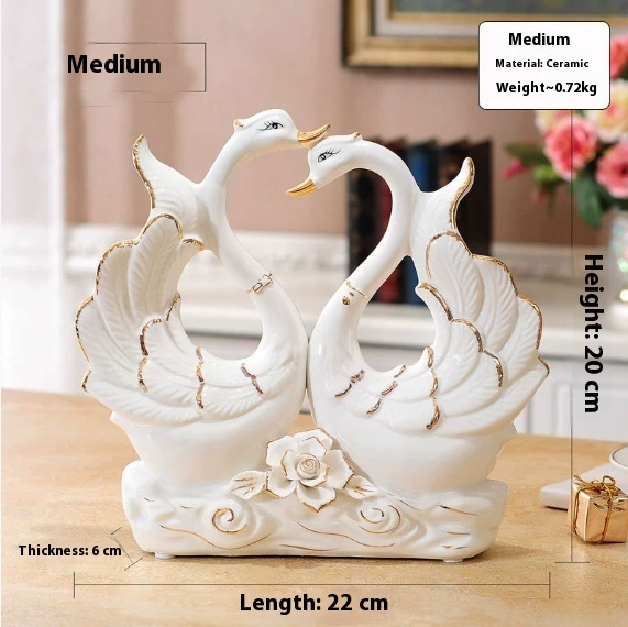 Swan Ornaments Ceramic - Image 3