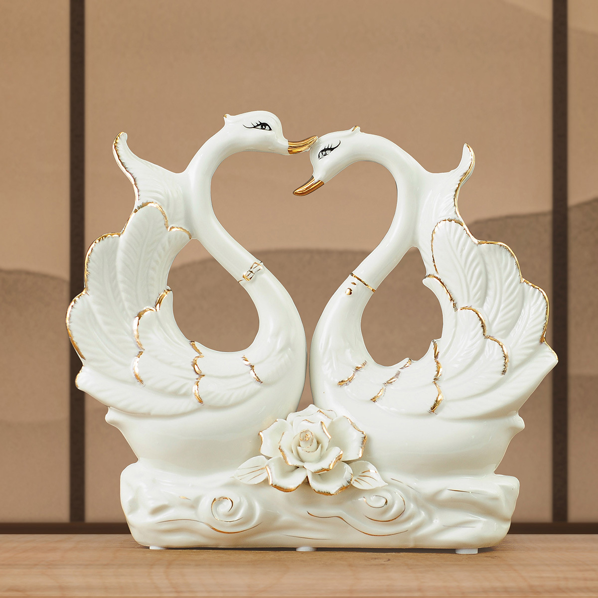 Swan Ornaments Ceramic